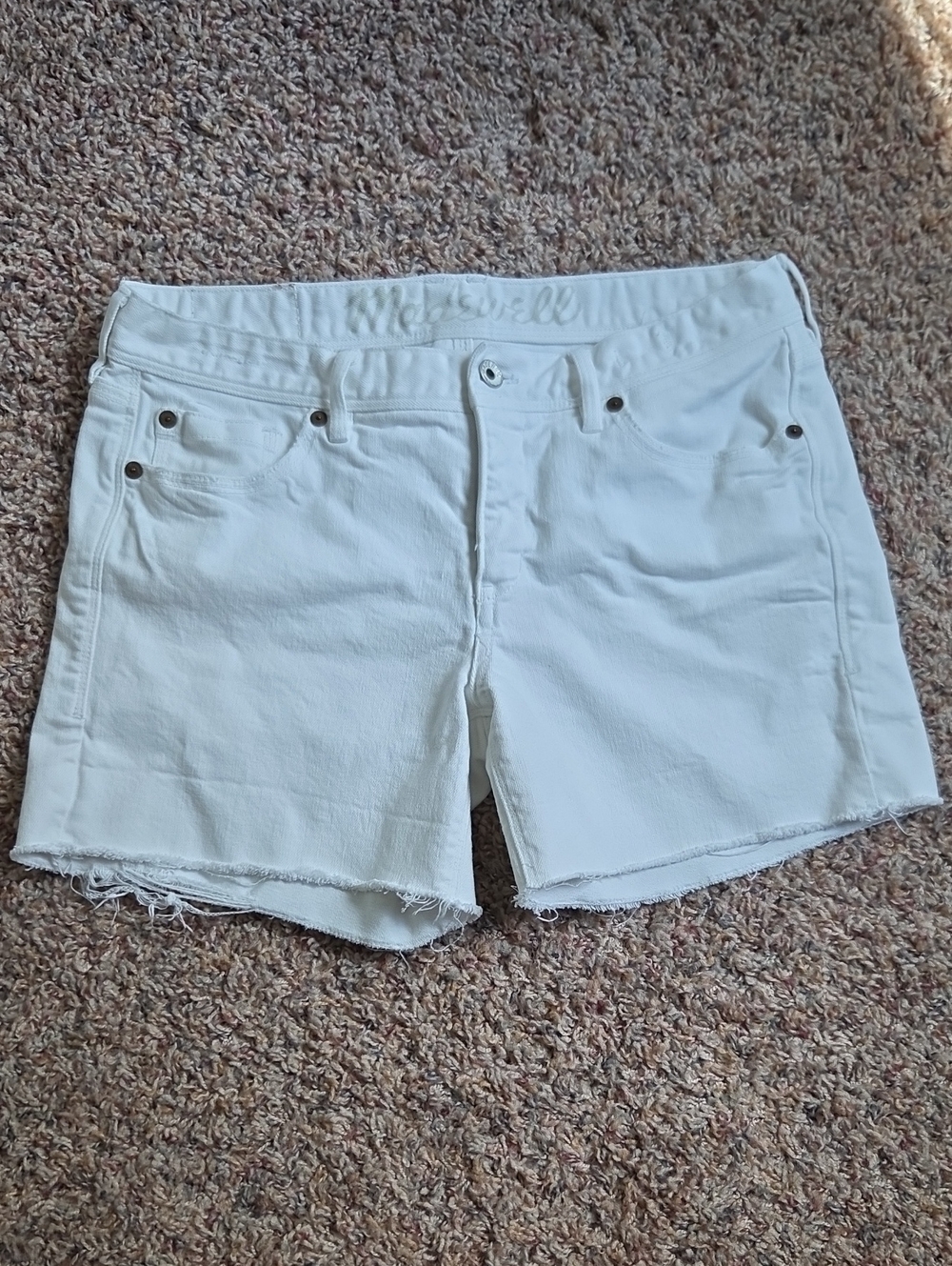 Madewell White Denim Cutoff Shorts with Frayed Hem